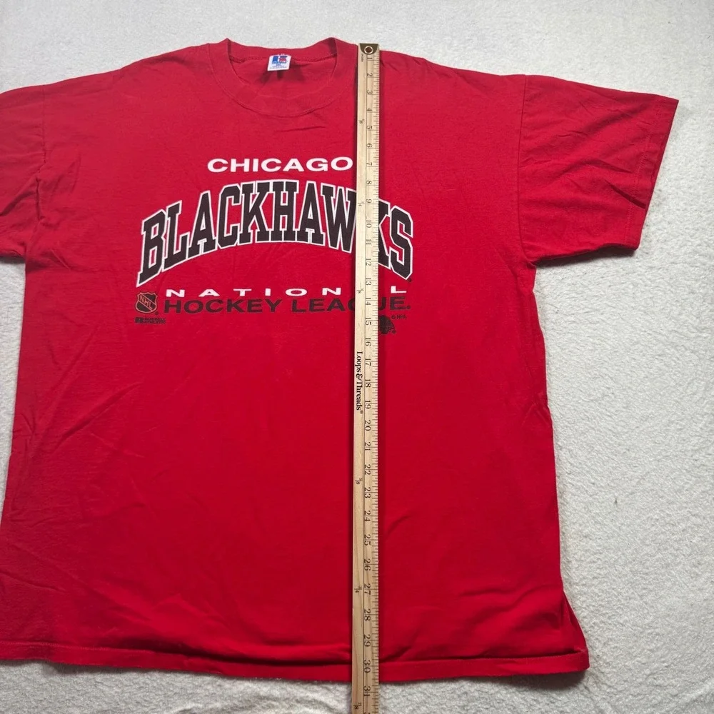 Russell Athletic Chicago Blackhawks T-Shirt Mens XXL Red Vintage 90s NHL‎ USA